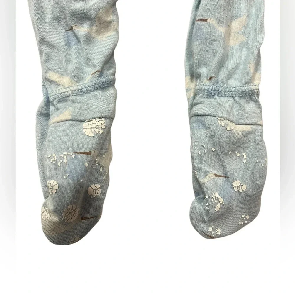 Kickee Pants Footie with Zipper in Spring Stork Sky white/blue size 0 to 3